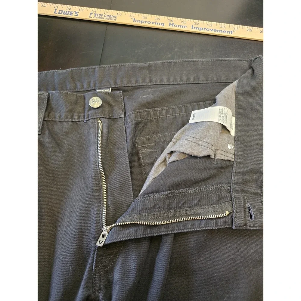 True Religion Ricky Relaxed Straight Jeans Men's 44x31 Black Flap Pocket Denim‎